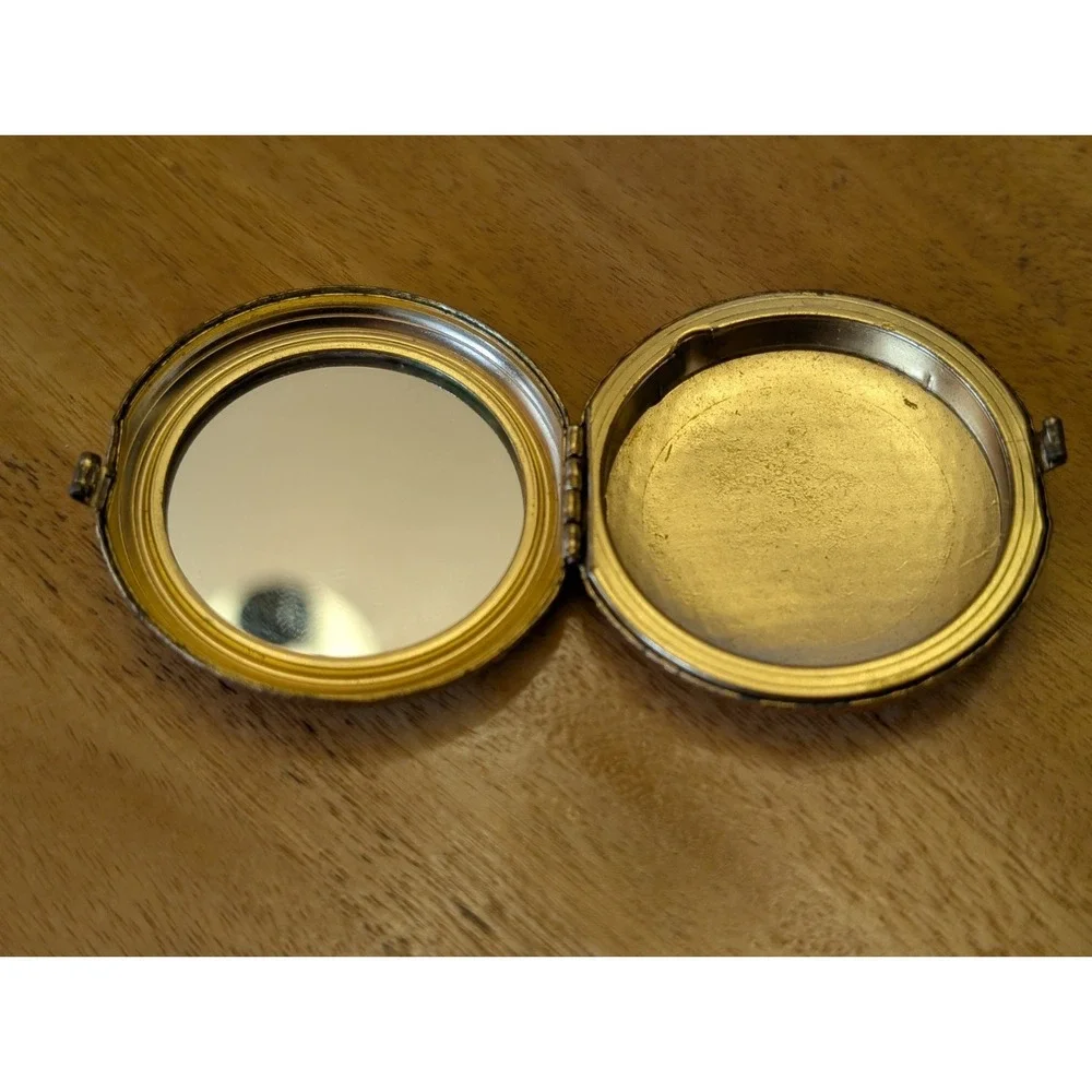 Vintage Revlon Touch & Glow Gold Tone Textured Compact Mirror Empty For Refill